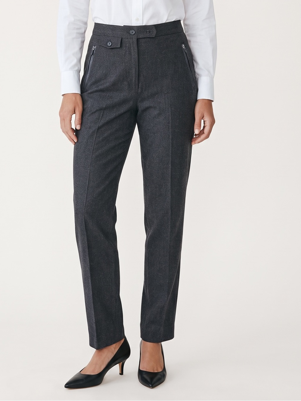 Lauren Ralph Lauren Petite Black Wool Blend Straight Leg Pants Preppy